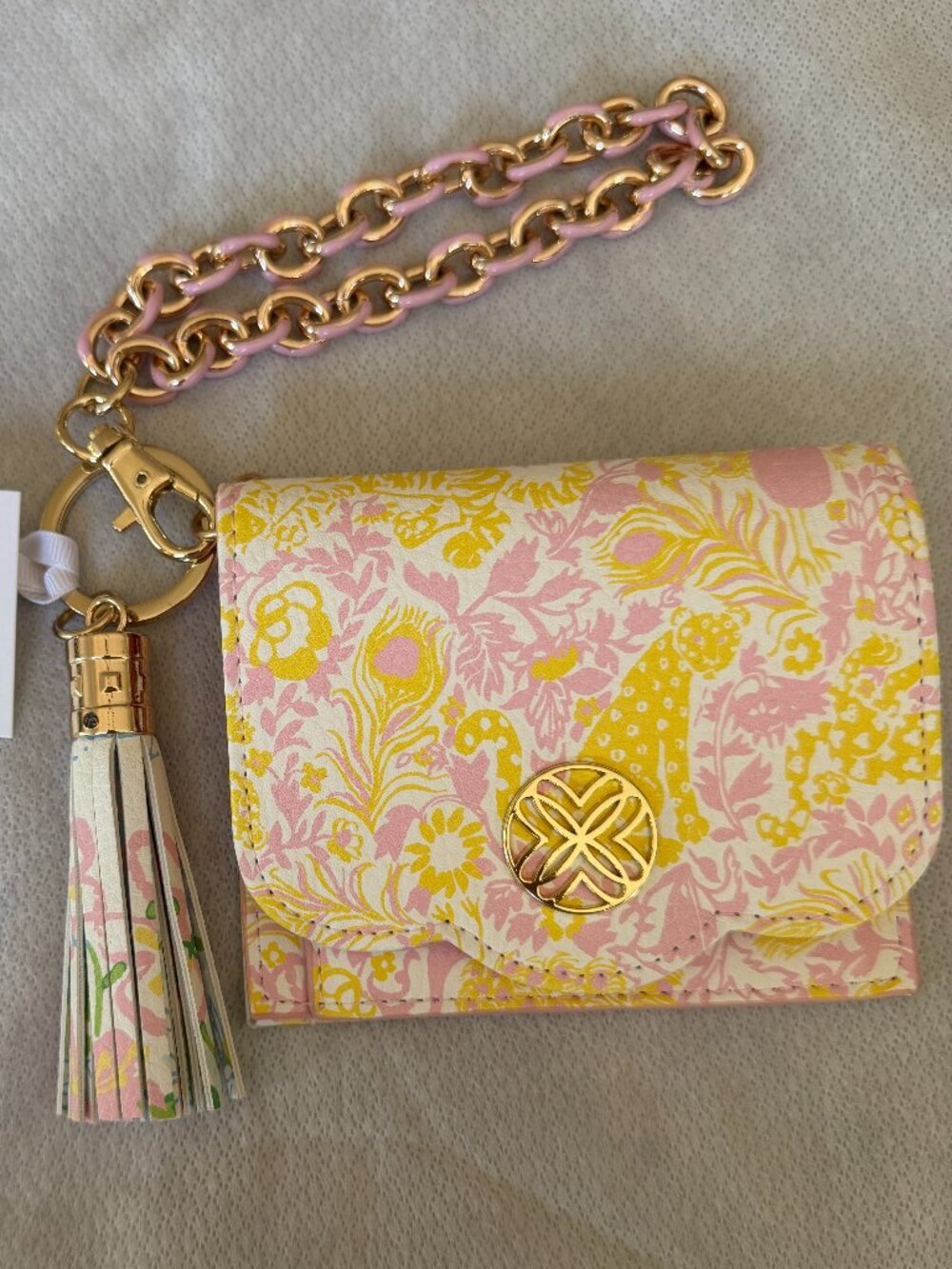 Lilly Pulitzer Snap Card Case in Pink & Yellow Floral Pattern NWT